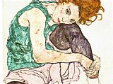 Sitting Woman with Legs Drawn Up by Egon Schiele